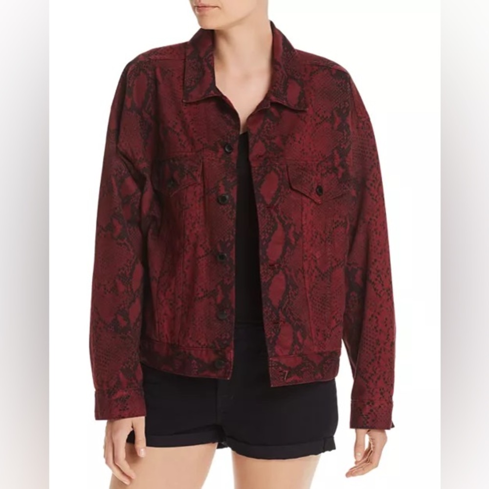 Alexander Wang Game Red Snakeskin Denim Jacket